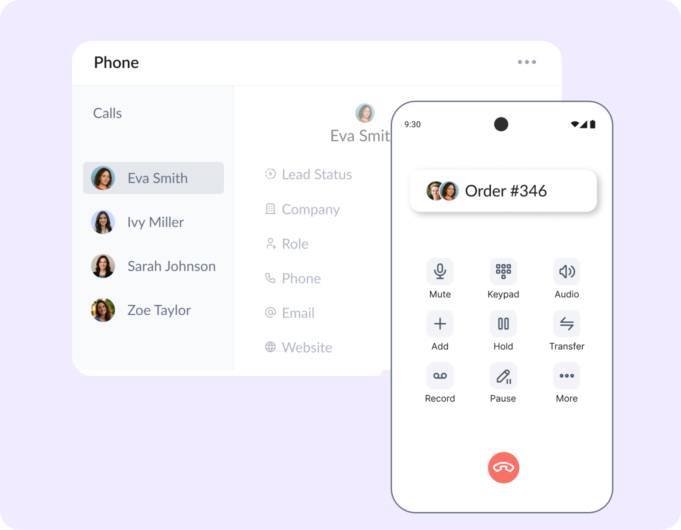 dialnote business phone system dashboard showing calling features, call recording, and business hours setup