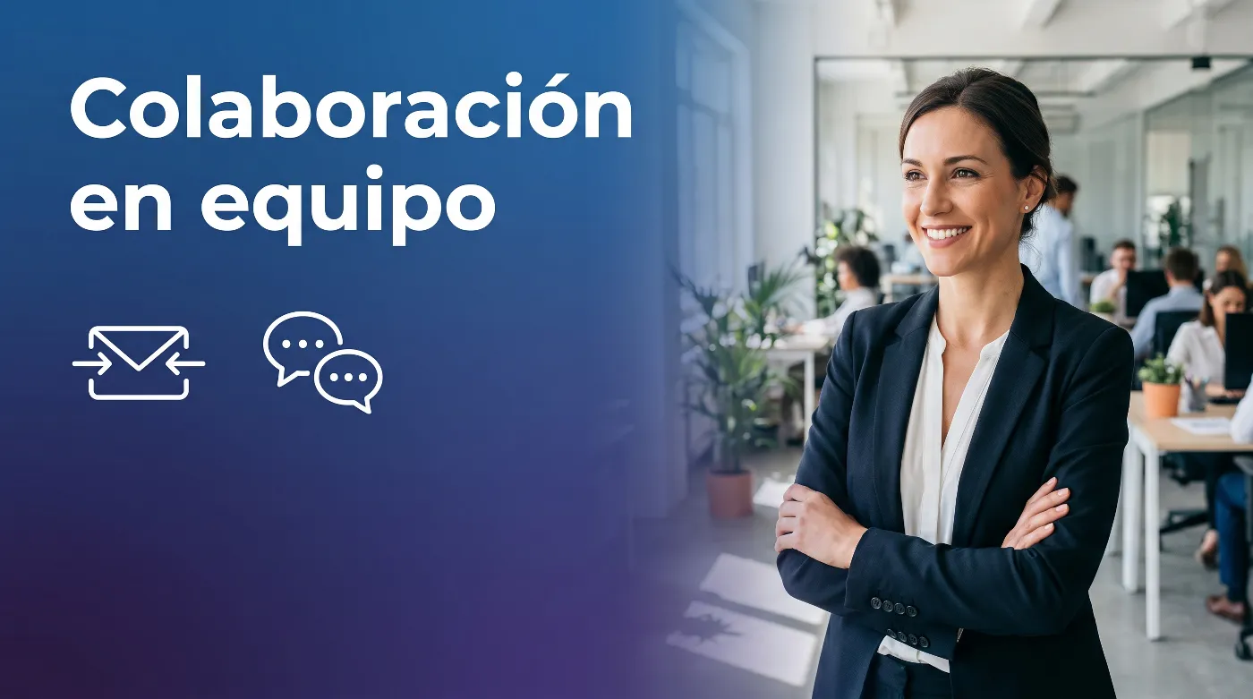 Interfaz de colaboración en equipo de dialnote con bandeja compartida e indicadores de presencia