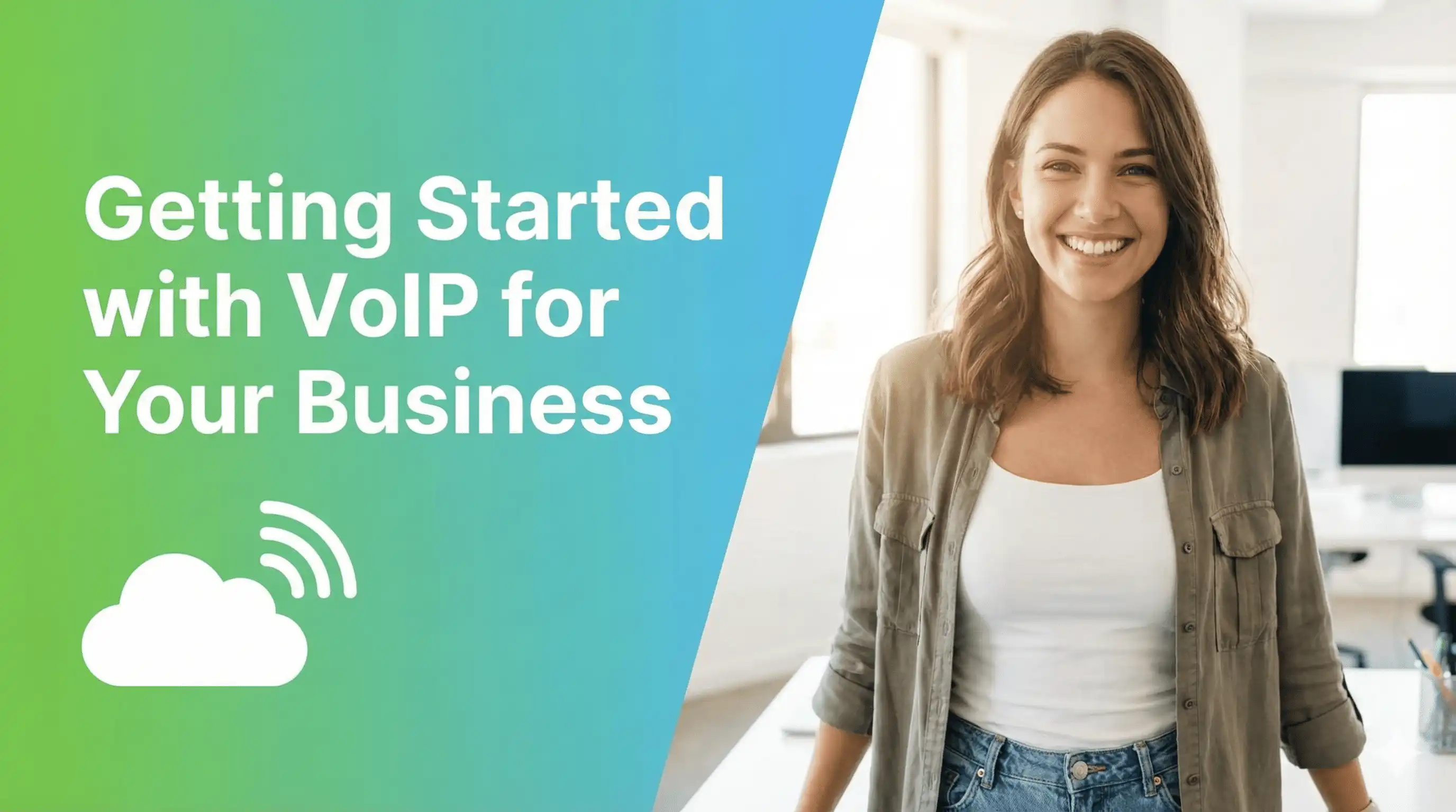 Business team using VoIP phone system