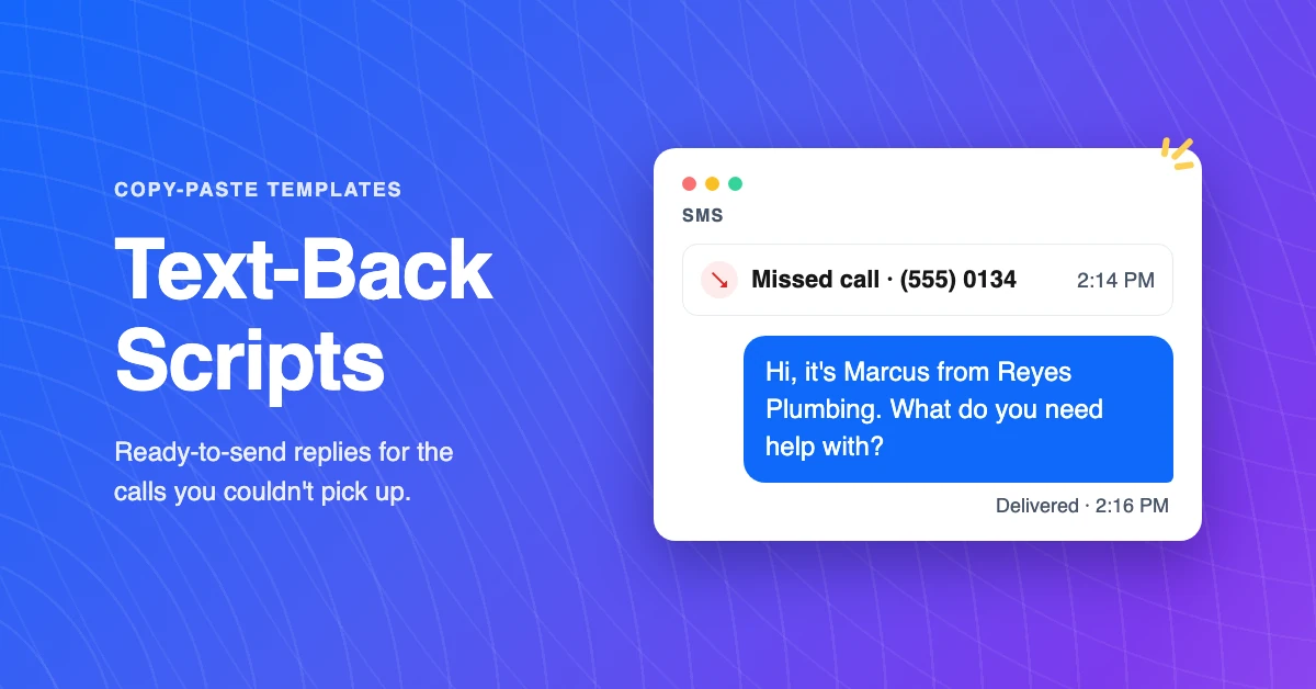 Phone showing a missed call notification next to a text back message being sent to the caller