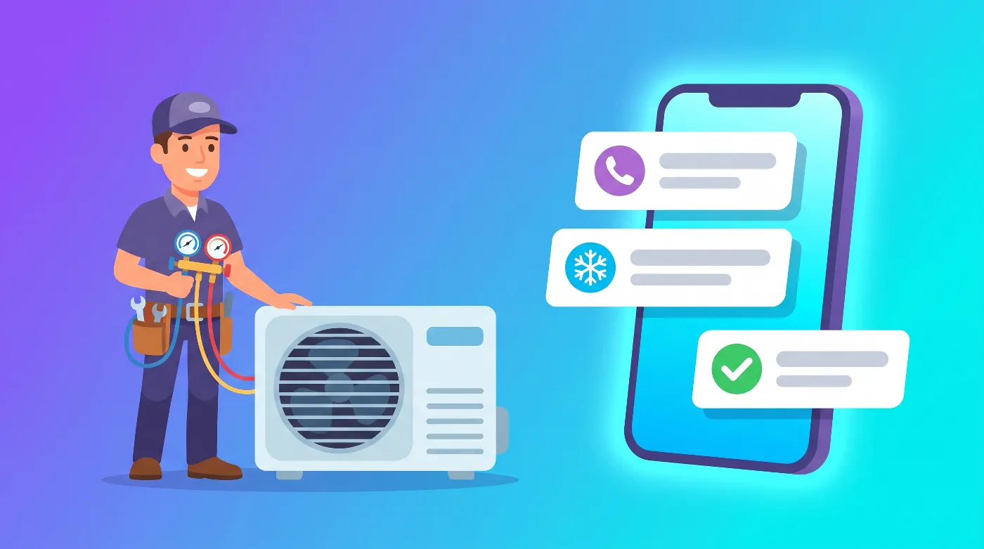Recepcionista con IA respondiendo llamadas para un negocio de HVAC