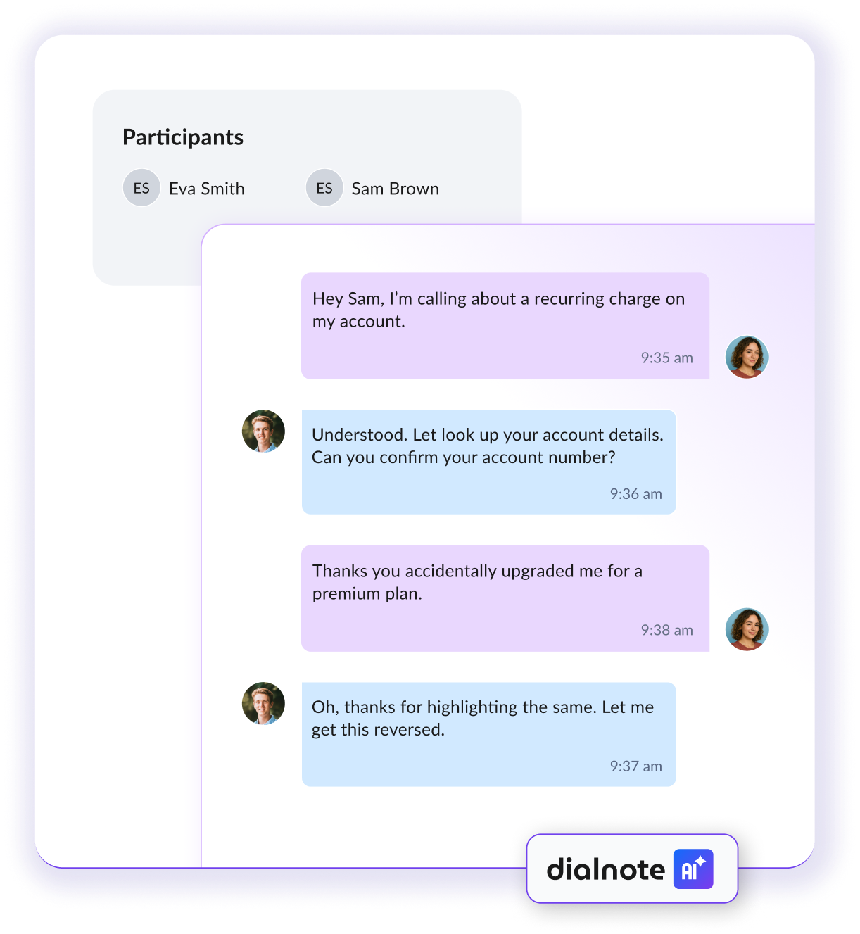 dialnote AI transcription feature converting caller conversations into accurate searchable text for property managers